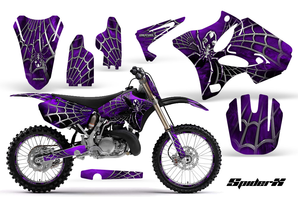 Yamaha YZ125-YZ250 02-12 Graphics Kit SpiderX Purple BB NP Rims